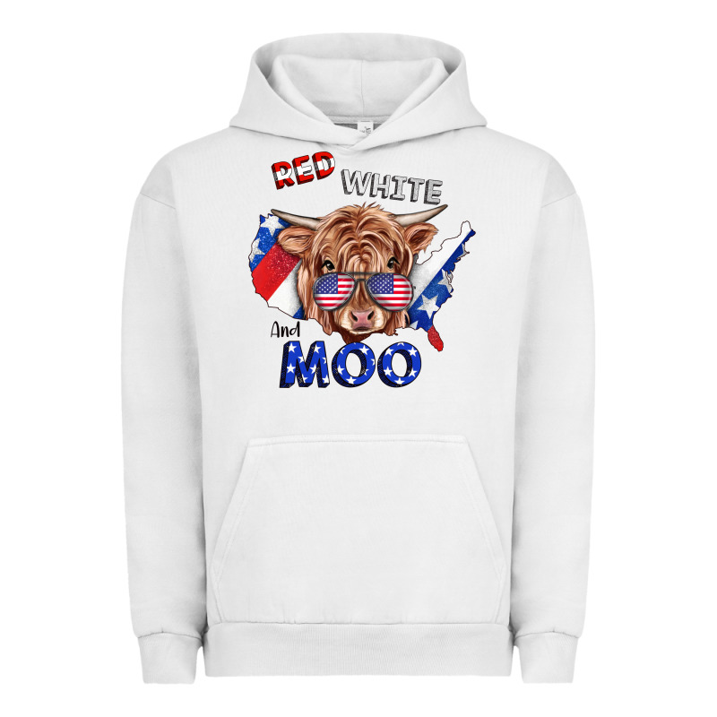 Red White And Moo Cow Urban Hoodie by RanaPortraitStore | Teevron