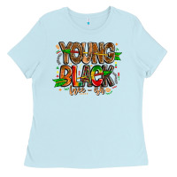 Baby Blue young black free ish Ladies Tee - CowhideDigitalArt