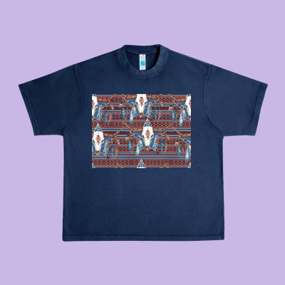 Bull Skull Pattern Urban Heavy Tee Designed By Cowhidedigitalart