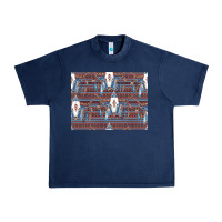 Navy Bull Skull Pattern Urban Heavy Tee - CowhideDigitalArt
