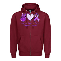 Burgundy Peace Love Cure Odgkins Lympoma Zipper Hoodie - Jasminsmagicworld