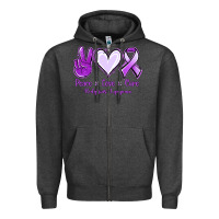 Charcoal Heather Peace Love Cure Odgkins Lympoma Zipper Hoodie - Jasminsmagicworld