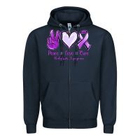 Navy Peace Love Cure Odgkins Lympoma Zipper Hoodie - Jasminsmagicworld