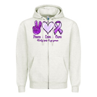 Oatmeal Heather Peace Love Cure Odgkins Lympoma Zipper Hoodie - Jasminsmagicworld
