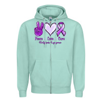 Seafoam Peace Love Cure Odgkins Lympoma Zipper Hoodie - Jasminsmagicworld