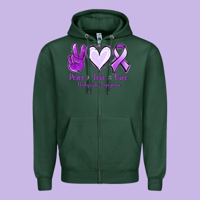 Peace Love Cure Odgkins Lympoma Zipper Hoodie Designed By Jasminsmagicworld