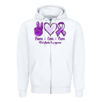 White Peace Love Cure Odgkins Lympoma Zipper Hoodie - Jasminsmagicworld