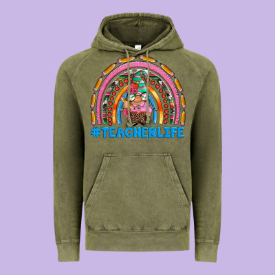 Teacherlife And Teacher Gnome Rainbow Vintage Hoodie Designed By Artiststas