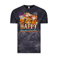 Cloud Black happy thanksgiving Vintage Tee - CowhideDigitalArt