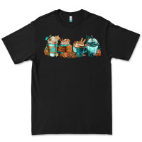 Black Winter Coffee Cups Premium Tee - FaDigitalArtStudio