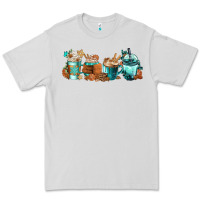 Dove Grey Winter Coffee Cups Premium Tee - FaDigitalArtStudio