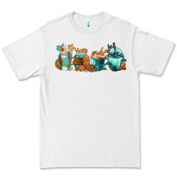 White Winter Coffee Cups Premium Tee - FaDigitalArtStudio