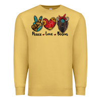 Antique Gold peace love bison Premium Sweatshirt - RanaPortraitStore