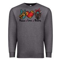 Charcoal Heather peace love bison Premium Sweatshirt - RanaPortraitStore