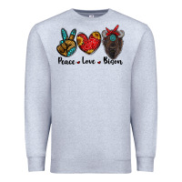 Heather Grey peace love bison Premium Sweatshirt - RanaPortraitStore