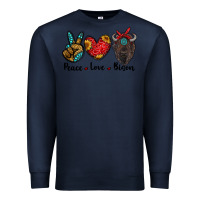 Navy peace love bison Premium Sweatshirt - RanaPortraitStore