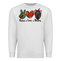 Oatmeal Heather peace love bison Premium Sweatshirt - RanaPortraitStore