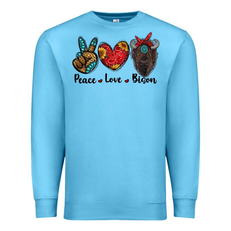 Peace Love Bison Premium Sweatshirt by RanaPortraitStore | Teevron