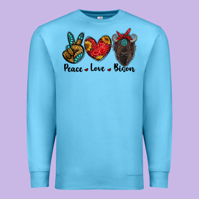 Peace Love Bison Premium Sweatshirt Designed By Ranaportraitstore
