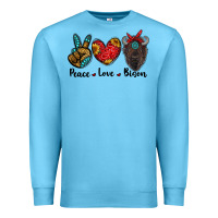 Ocean Blue peace love bison Premium Sweatshirt - RanaPortraitStore