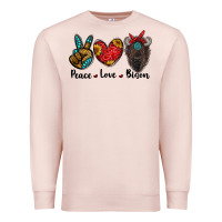 Pale Pink peace love bison Premium Sweatshirt - RanaPortraitStore