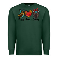 Sports Green peace love bison Premium Sweatshirt - RanaPortraitStore