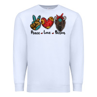 White peace love bison Premium Sweatshirt - RanaPortraitStore