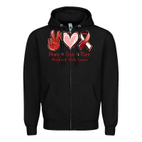 Black Peace Love Cure Heart And Neck Cancer Zipper Hoodie - Jasminsmagicworld