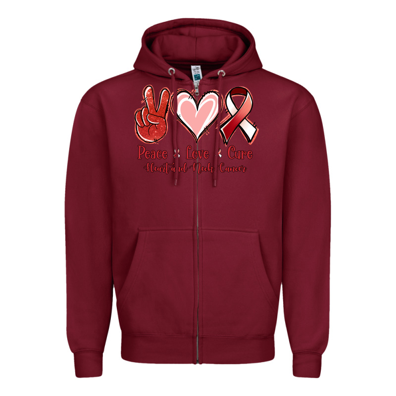Peace Love Cure Heart And Neck Cancer Zipper Hoodie by Jasminsmagicworld | Teevron