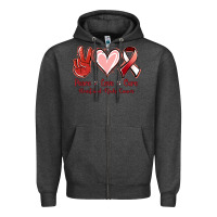 Charcoal Heather Peace Love Cure Heart And Neck Cancer Zipper Hoodie - Jasminsmagicworld
