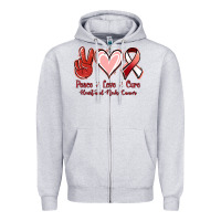 Heather Grey Peace Love Cure Heart And Neck Cancer Zipper Hoodie - Jasminsmagicworld