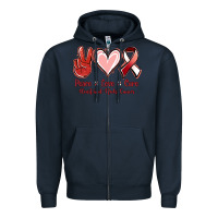 Navy Peace Love Cure Heart And Neck Cancer Zipper Hoodie - Jasminsmagicworld