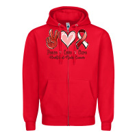 Red Peace Love Cure Heart And Neck Cancer Zipper Hoodie - Jasminsmagicworld