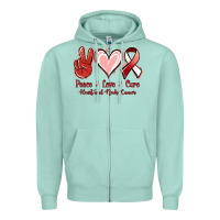 Seafoam Peace Love Cure Heart And Neck Cancer Zipper Hoodie - Jasminsmagicworld