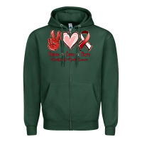 Sports Green Peace Love Cure Heart And Neck Cancer Zipper Hoodie - Jasminsmagicworld