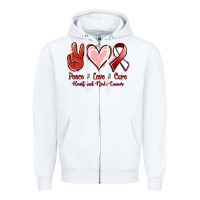White Peace Love Cure Heart And Neck Cancer Zipper Hoodie - Jasminsmagicworld