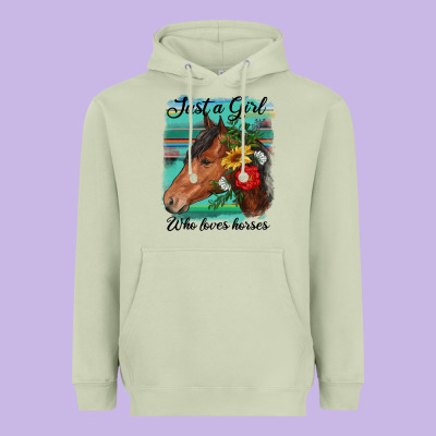 Just A Girl Who Loves Horseshoe Heavyweight Hoodie Designed By Ranaportraitstore
