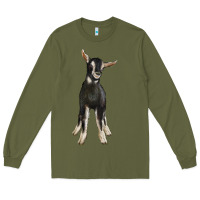 Army Green Hand Drawn Baby Alpine Goat Long Sleeve Tee - LillyAllenDesigns