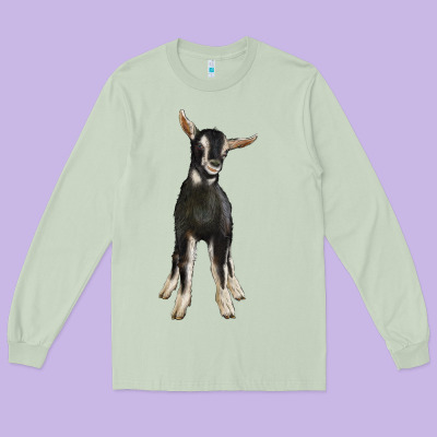 Hand Drawn Baby Alpine Goat Long Sleeve Tee Designed By Lillyallendesigns