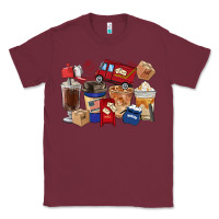 Burgundy Postal Worker Coffee Cups Classic Tee - FaDigitalArtStudio