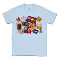 Dusty Blue Postal Worker Coffee Cups Classic Tee - FaDigitalArtStudio