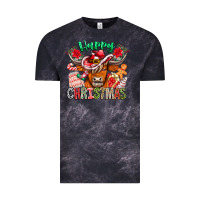 Cloud Black Happy Christmas Cow Vintage Tee - CowhideDigitalArt