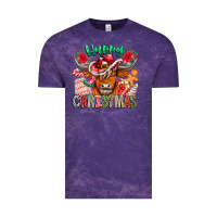 Cloud Purple Happy Christmas Cow Vintage Tee - CowhideDigitalArt