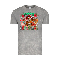 Cloud Rock Happy Christmas Cow Vintage Tee - CowhideDigitalArt