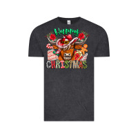 Vintage Black Happy Christmas Cow Vintage Tee - CowhideDigitalArt