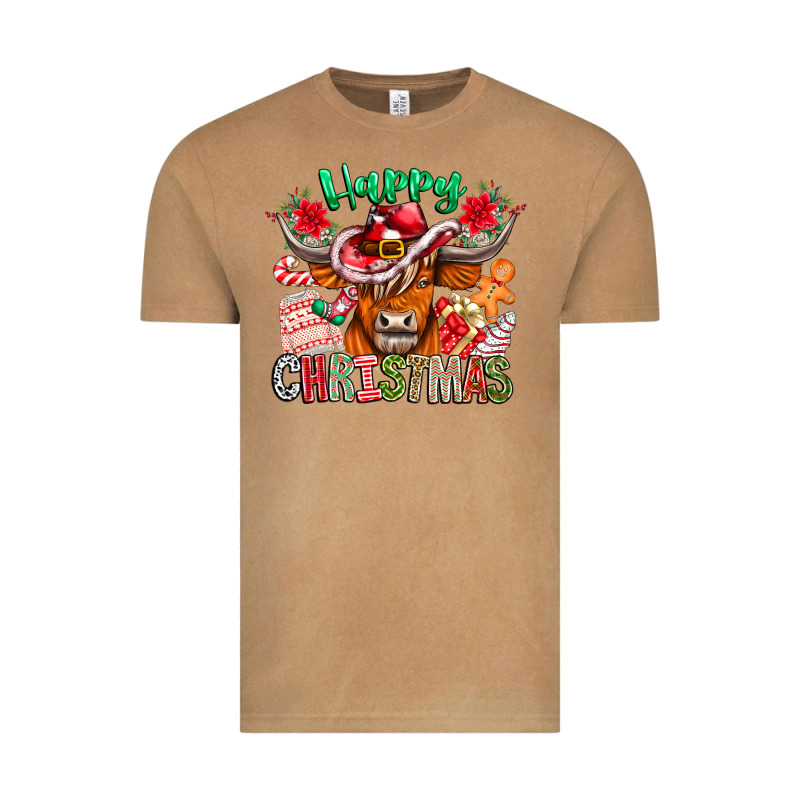 Happy Christmas Cow Vintage Tee by CowhideDigitalArt | Teevron