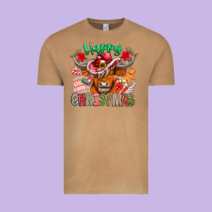 Happy Christmas Cow Vintage Tee Designed By Cowhidedigitalart