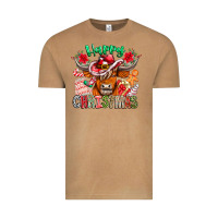Vintage Camel Happy Christmas Cow Vintage Tee - CowhideDigitalArt