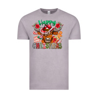 Vintage Zinc Happy Christmas Cow Vintage Tee - CowhideDigitalArt