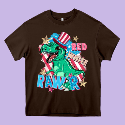 Red White Rawr Heavy Core Tee Designed By Fadigitalartstudio
